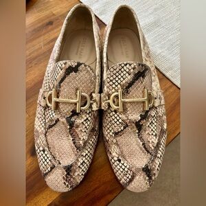Cole Haan Snakeskin leather Loafers with gold equestrian horse bit EUC